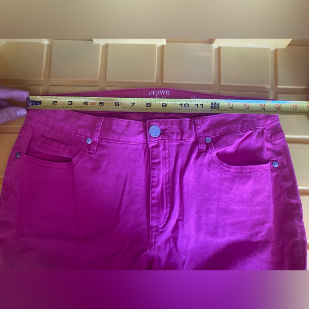 Crown & Ivy Bougainvillea Pink Skinny Jeans Pants Bright Coastal Vaca Resort Y2K - Picture 8 of 8